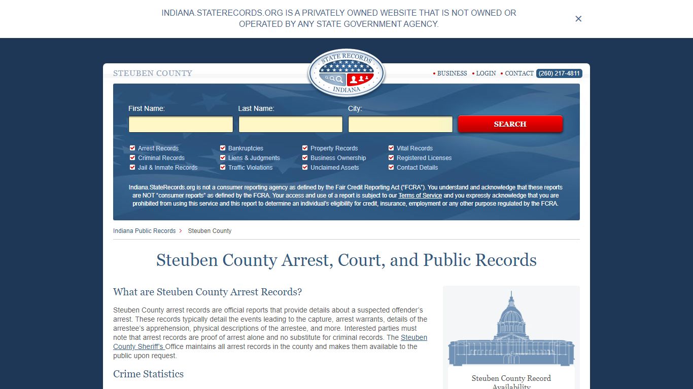 Steuben County Arrest, Court, and Public Records