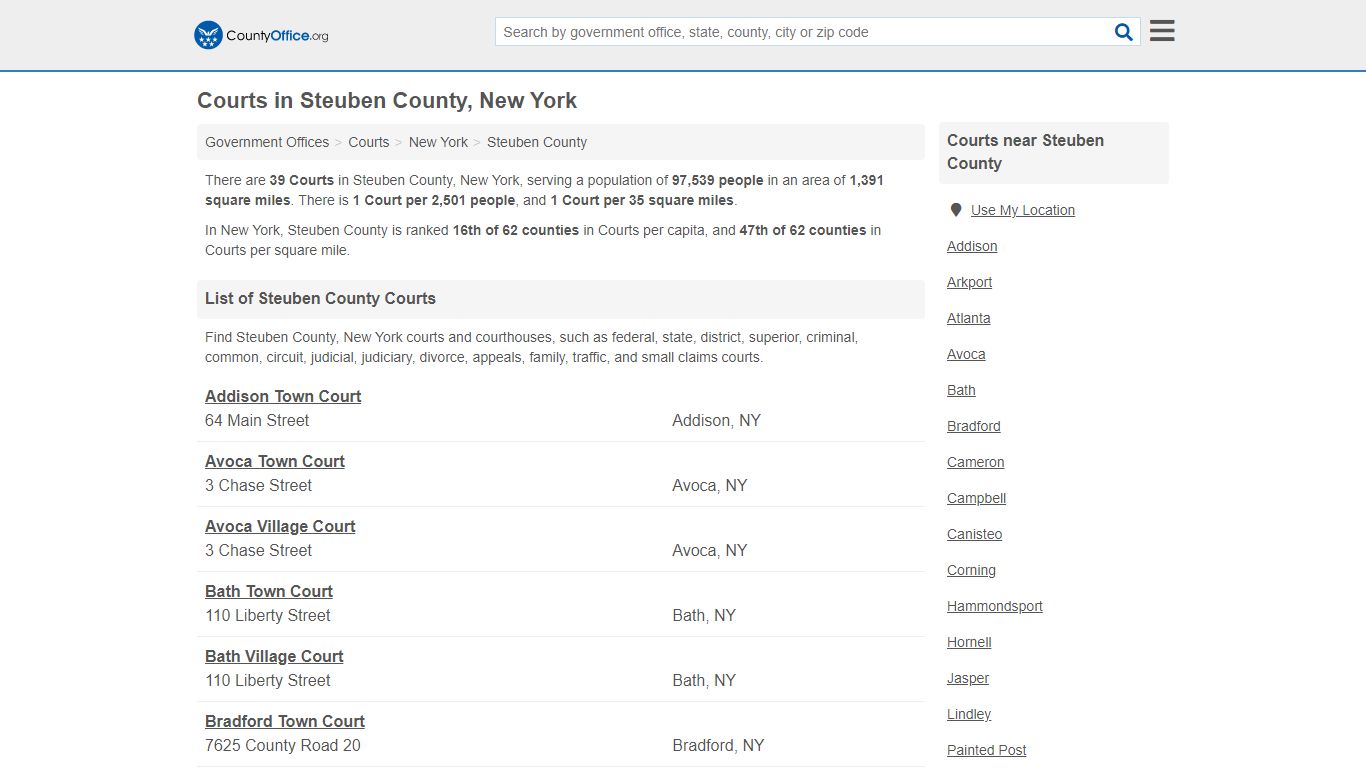 Courts - Steuben County, NY (Court Records & Calendars)